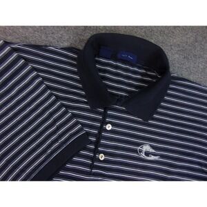 Jeff Rose Golf Shirt Mens Large Blue White Stripe Ocean Current Golf Polo Italy